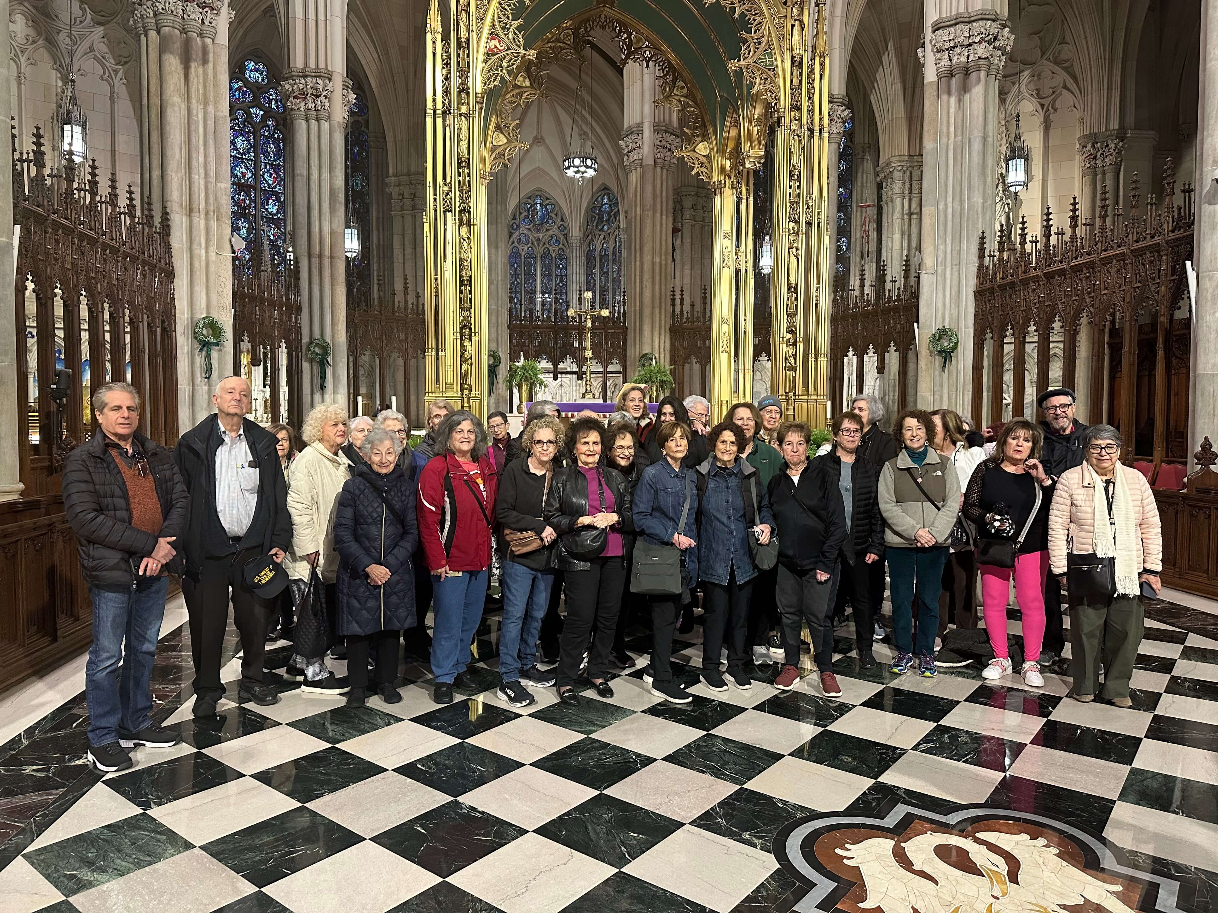 High school class group in the chancel